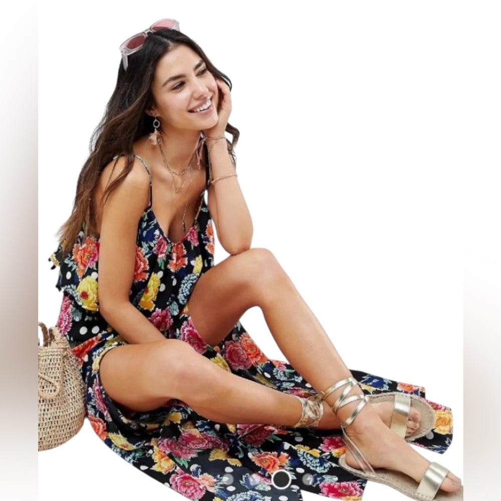 ASOS Design Floral Maxi Dress w/ Pom-Pom Trim 🌺✨ Vacation Ready